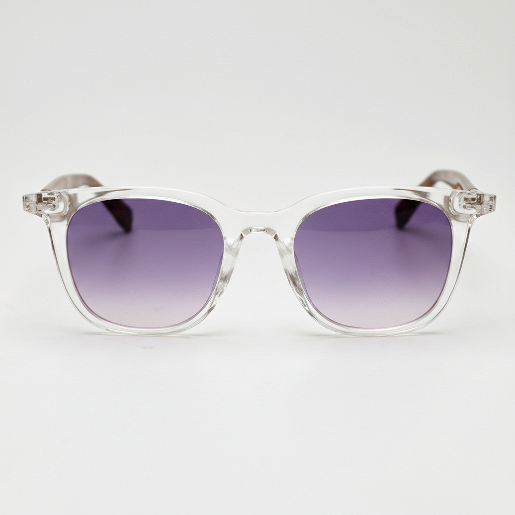 Faith Purple Gradient Lens Sunglasses - Clear Rectangle TR90 Frame