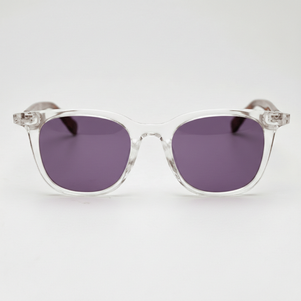 Faith Purple Tinted Lens Sunglasses - Clear Rectangle TR90 Frame