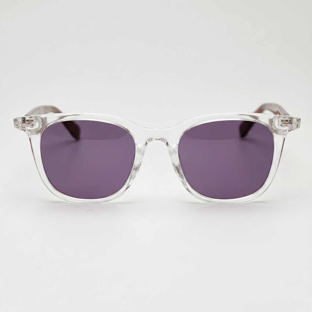 Faith Purple Tinted Lens Sunglasses - Clear Rectangle TR90 Frame