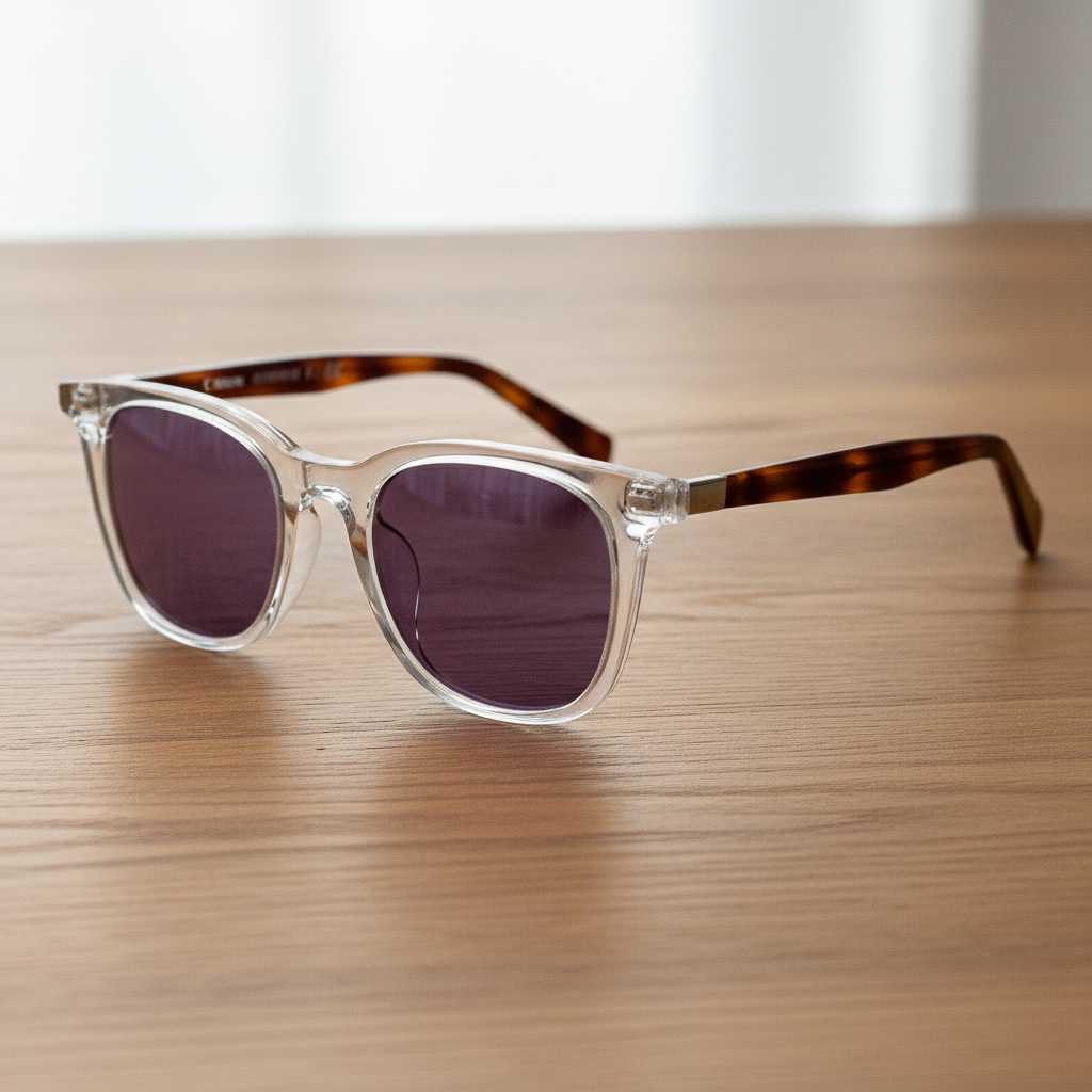 Faith Purple Tinted Lens Sunglasses - Clear Rectangle TR90 Frame