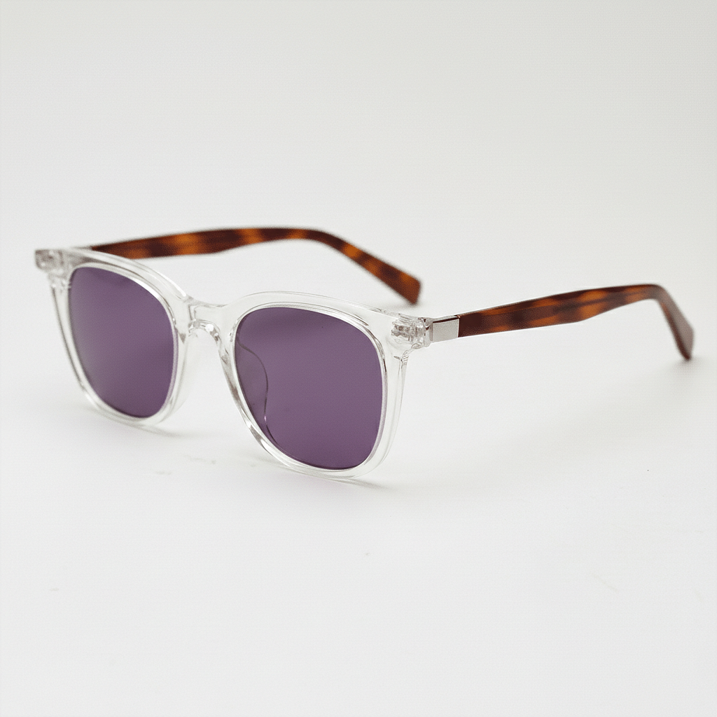 Faith Purple Tinted Lens Sunglasses - Clear Rectangle TR90 Frame