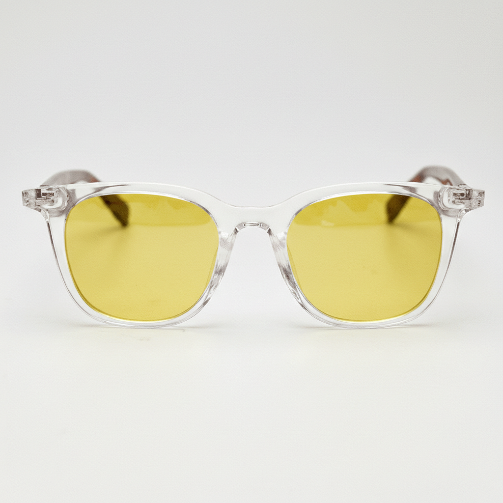 Faith Night Driving Glasses (Yellow Tint) - Clear Rectangle TR90 Frame