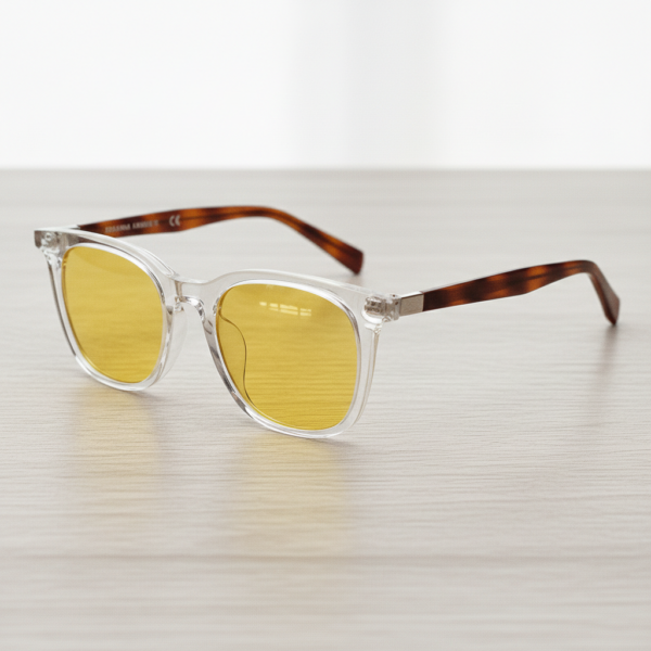Faith Night Driving Glasses (Yellow Tint) - Clear Rectangle TR90 Frame