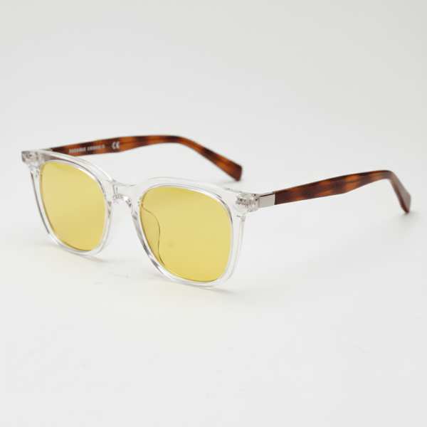 Faith Night Driving Glasses (Yellow Tint) - Clear Rectangle TR90 Frame
