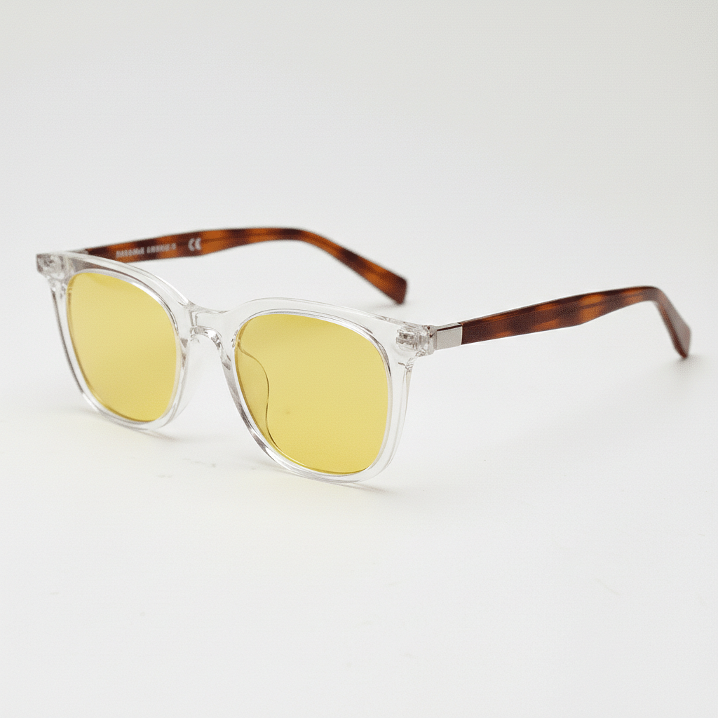 Faith Night Driving Glasses (Yellow Tint) - Clear Rectangle TR90 Frame
