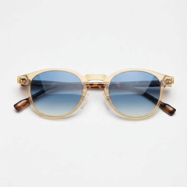 Gail Blue Gradient Lens Sunglasses - Yellow Round TR90 Frame