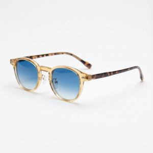 Gail Blue Gradient Lens Sunglasses - Yellow Round TR90 Frame