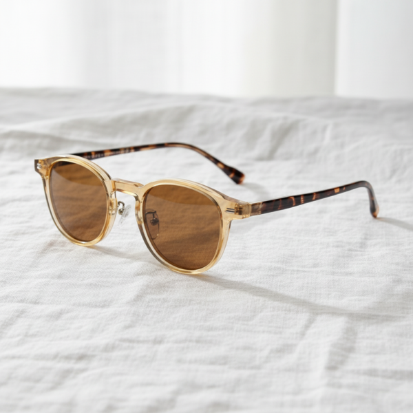 Gail Brown Tinted Lens Sunglasses - Yellow Round TR90 Frame