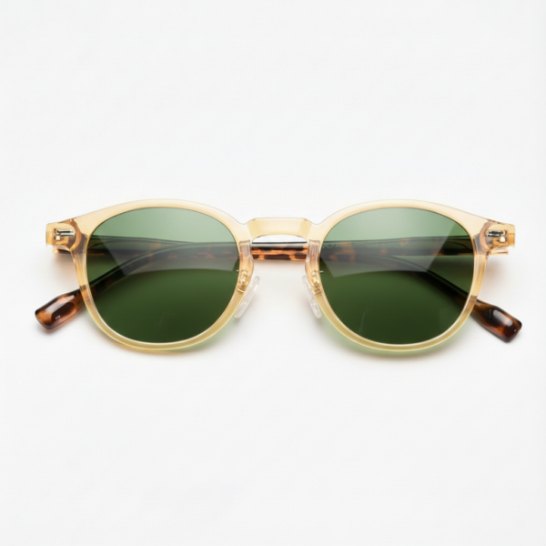Gail Green Tinted Lens Sunglasses - Yellow Round TR90 Frame