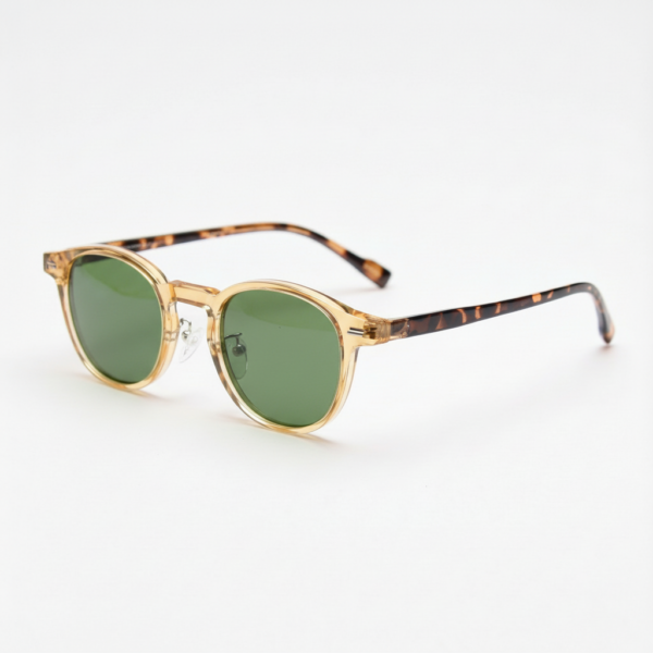 Gail Green Tinted Lens Sunglasses - Yellow Round TR90 Frame