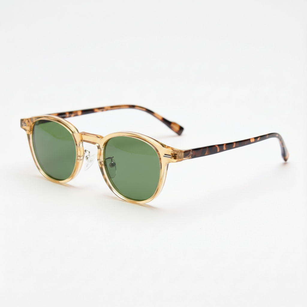Gail Green Tinted Lens Sunglasses - Yellow Round TR90 Frame