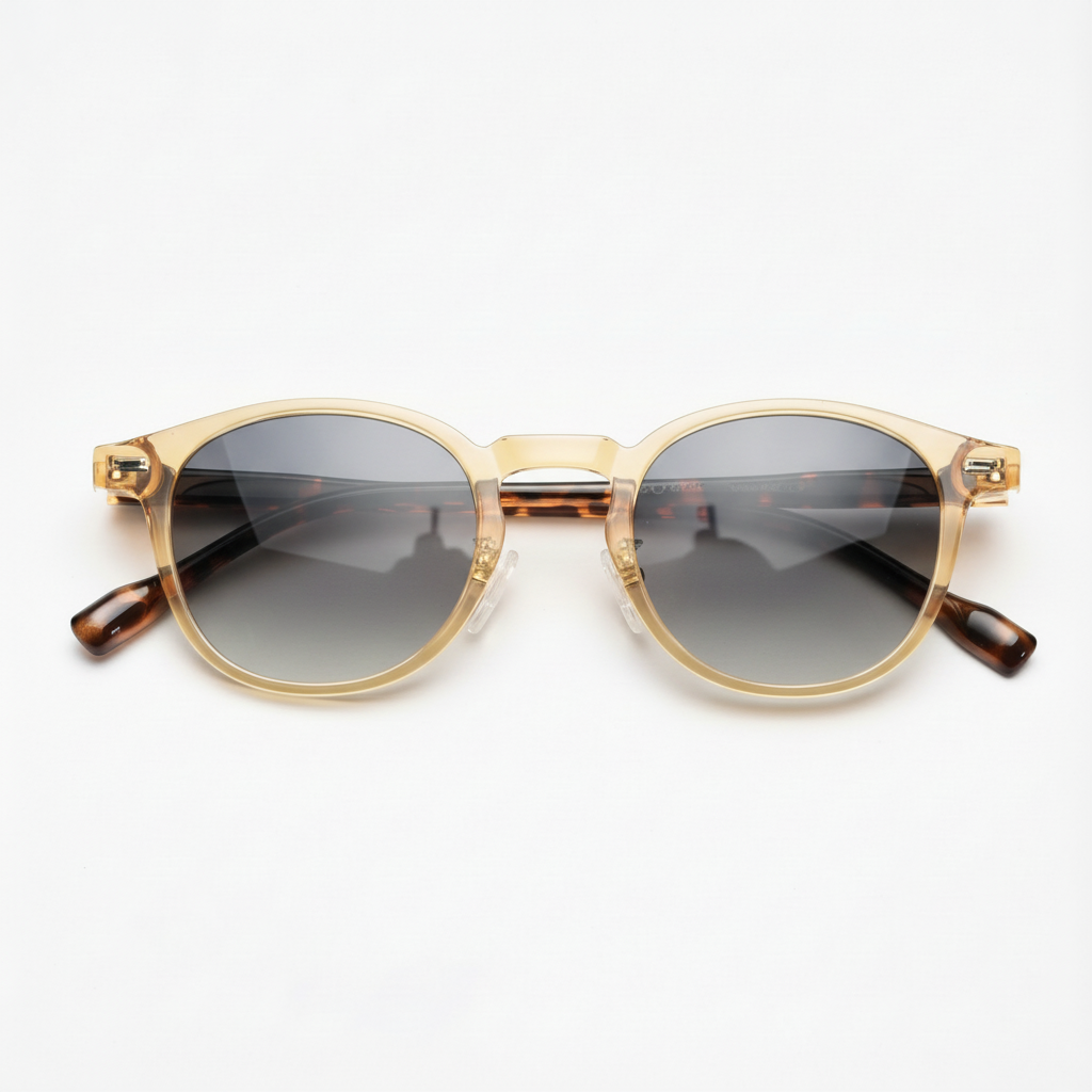 Gail Grey Gradient Lens Sunglasses - Yellow Round TR90 Frame