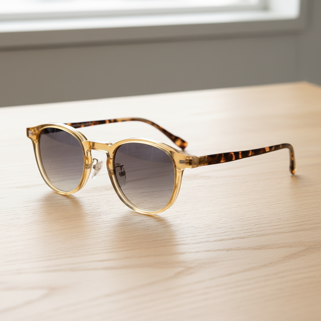 Gail Grey Gradient Lens Sunglasses - Yellow Round TR90 Frame