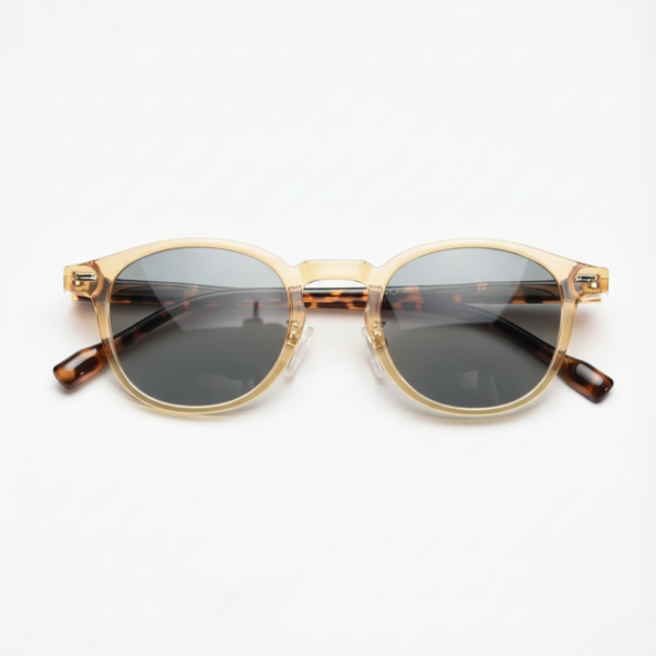 Gail Grey Tinted Lens Sunglasses - Yellow Round TR90 Frame