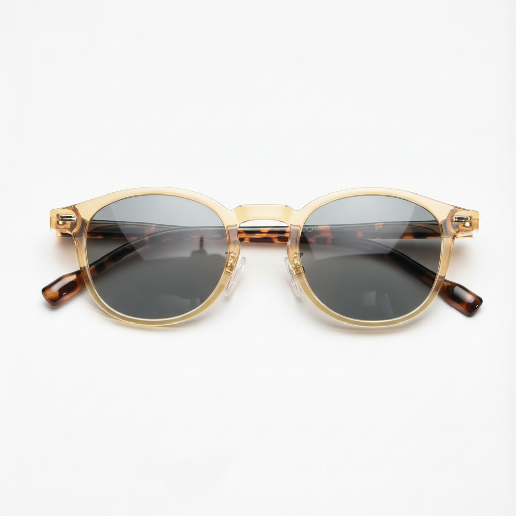 Gail Grey Tinted Lens Sunglasses - Yellow Round TR90 Frame