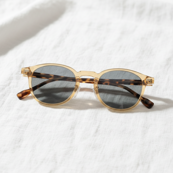 Gail Grey Tinted Lens Sunglasses - Yellow Round TR90 Frame