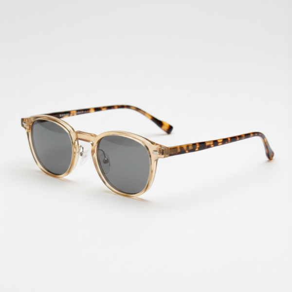 Gail Grey Tinted Lens Sunglasses - Yellow Round TR90 Frame