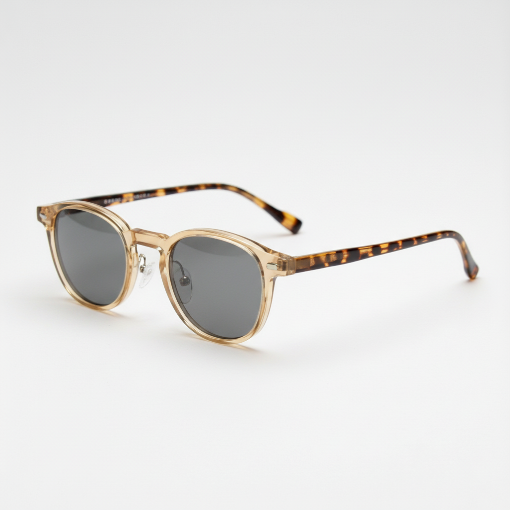 Gail Grey Tinted Lens Sunglasses - Yellow Round TR90 Frame
