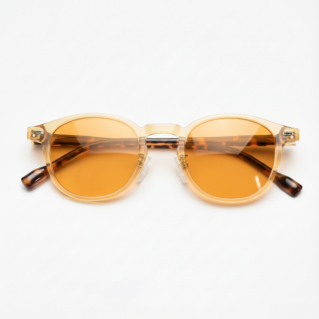 Gail Orange Tinted Lens Sunglasses - Yellow Round TR90 Frame