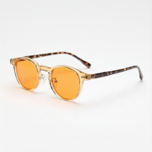 Gail Orange Tinted Lens Sunglasses - Yellow Round TR90 Frame