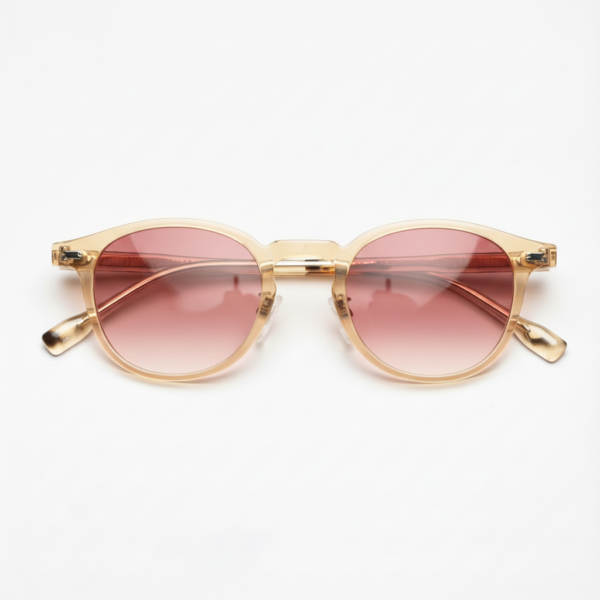 Gail Pink Gradient Lens Sunglasses - Yellow Round TR90 Frame