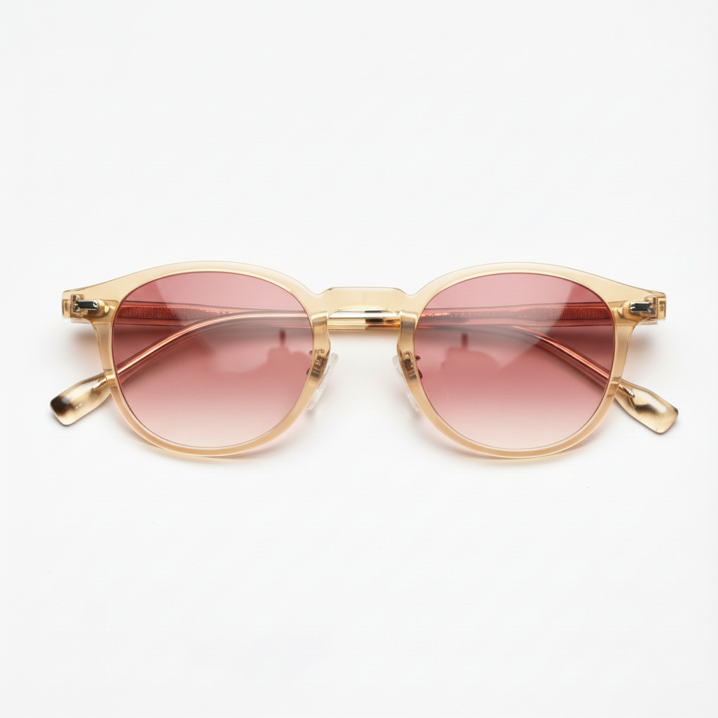 Gail Pink Gradient Lens Sunglasses - Yellow Round TR90 Frame