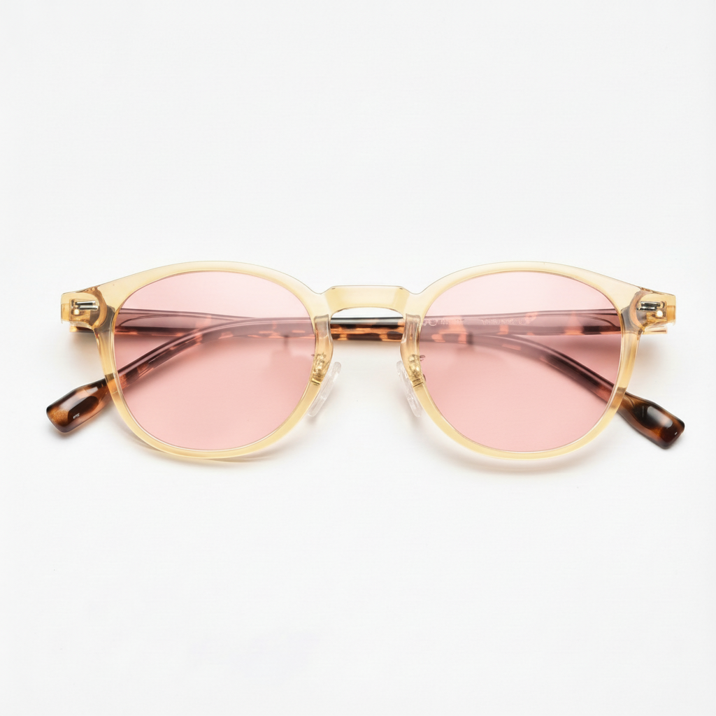 Gail Pink Tinted Lens Sunglasses - Yellow Round TR90 Frame
