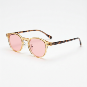 Gail Pink Tinted Lens Sunglasses - Yellow Round TR90 Frame