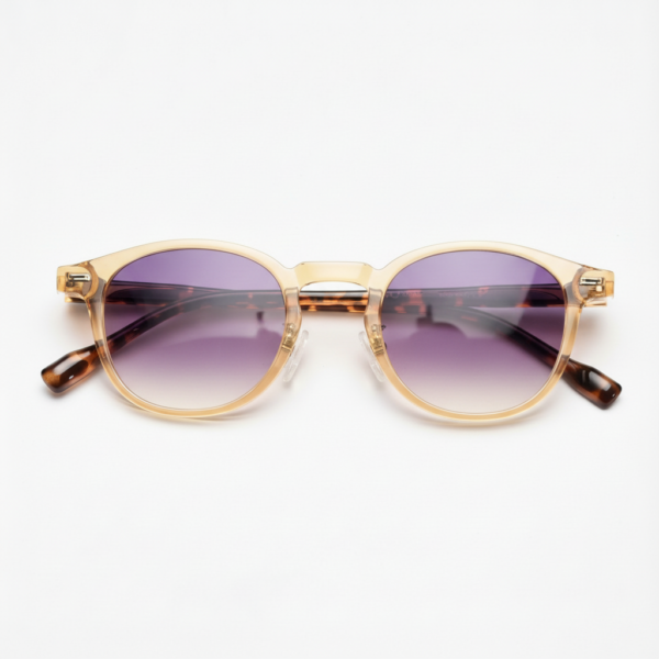 Gail Purple Gradient Lens Sunglasses - Yellow Round TR90 Frame
