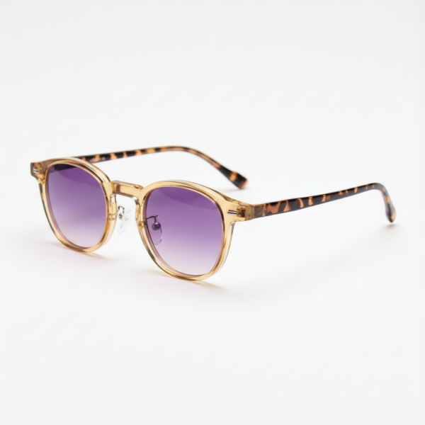 Gail Purple Gradient Lens Sunglasses - Yellow Round TR90 Frame