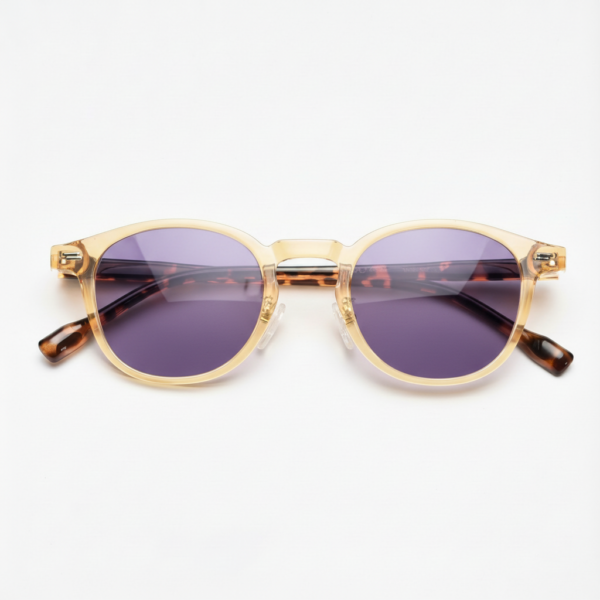 Gail Purple Tinted Lens Sunglasses - Yellow Round TR90 Frame