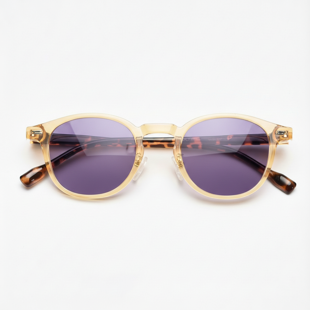 Gail Purple Tinted Lens Sunglasses - Yellow Round TR90 Frame