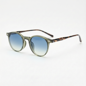 Ida Blue Gradient Lens Sunglasses - Green Round TR90 Frame