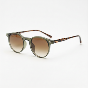 Ida Brown Gradient Lens Sunglasses - Green Round TR90 Frame