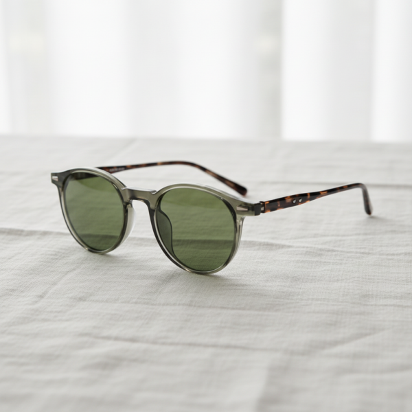 Ida Green Tinted Lens Sunglasses - Green Round TR90 Frame