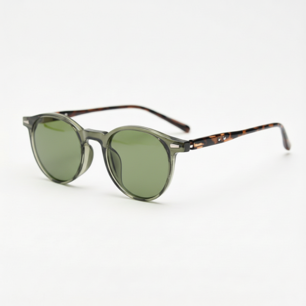 Ida Green Tinted Lens Sunglasses - Green Round TR90 Frame