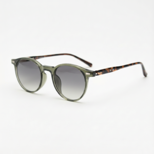 Ida Grey Gradient Lens Sunglasses - Green Round TR90 Frame