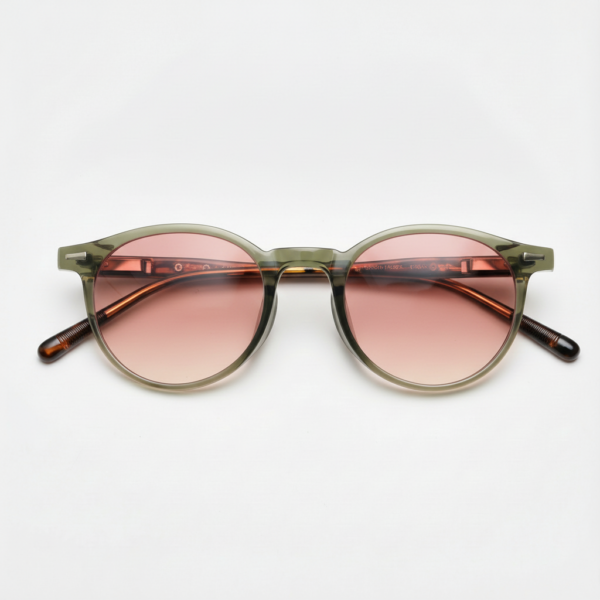 Ida Pink Gradient Lens Sunglasses - Green Round TR90 Frame
