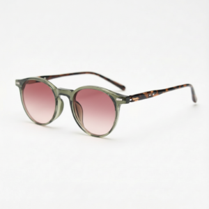 Ida Pink Gradient Lens Sunglasses - Green Round TR90 Frame