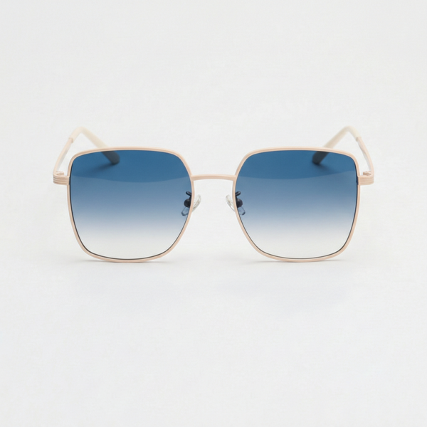 Jade Blue Gradient Lens Sunglasses - Gold Square Metal Frame