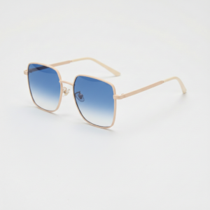 Jade Blue Gradient Lens Sunglasses - Gold Square Metal Frame
