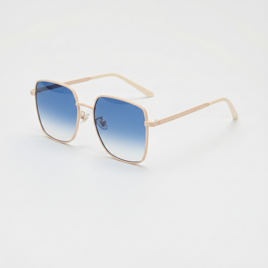 Jade Blue Gradient Lens Sunglasses - Gold Square Metal Frame