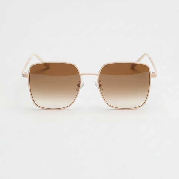 Jade Brown Gradient Lens Sunglasses - Gold Square Metal Frame