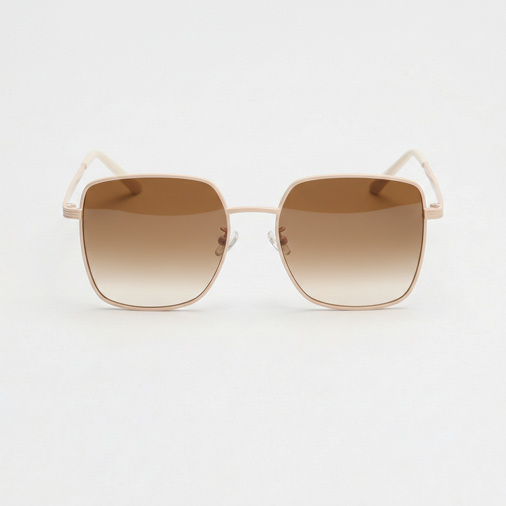 Jade Brown Gradient Lens Sunglasses - Gold Square Metal Frame