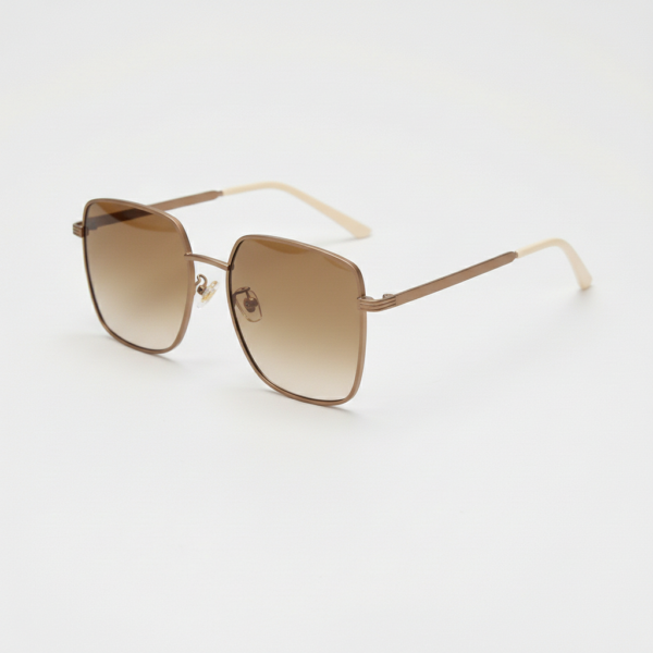 Jade Brown Gradient Lens Sunglasses - Gold Square Metal Frame