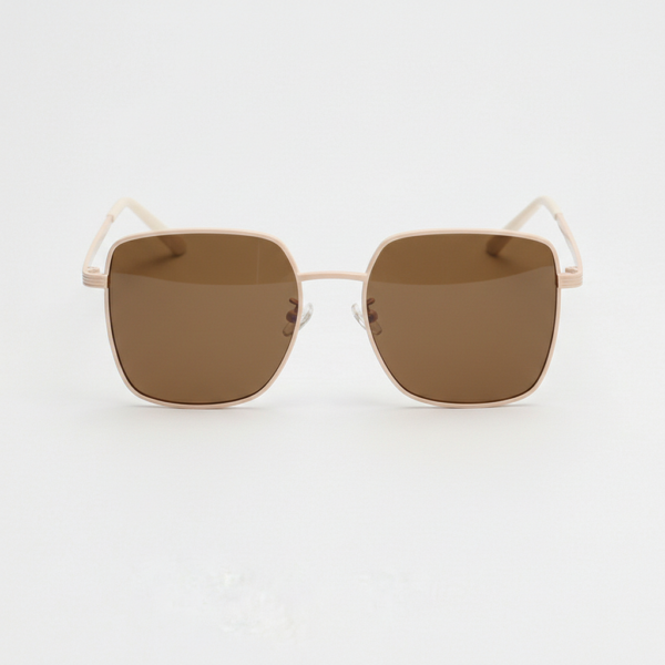 Jade Brown Tinted Lens Sunglasses - Gold Square Metal Frame