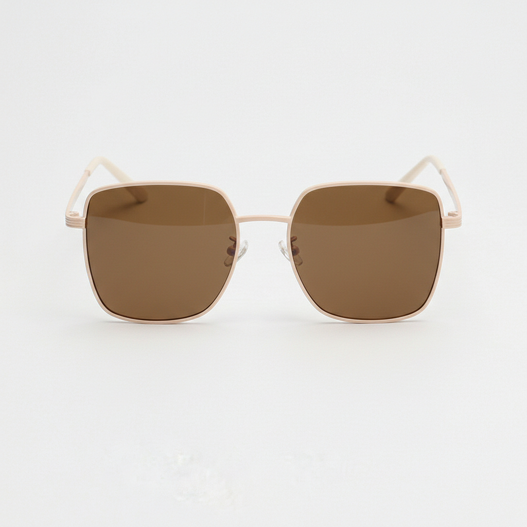 Jade Brown Tinted Lens Sunglasses - Gold Square Metal Frame
