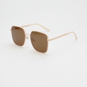 Jade Brown Tinted Lens Sunglasses - Gold Square Metal Frame