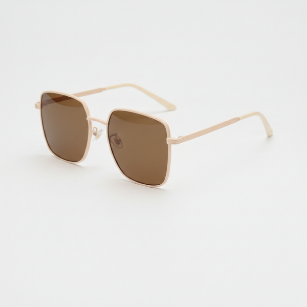Jade Brown Tinted Lens Sunglasses - Gold Square Metal Frame