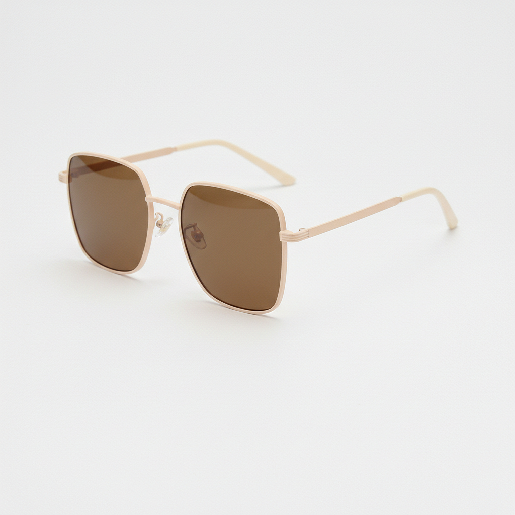 Jade Brown Tinted Lens Sunglasses - Gold Square Metal Frame